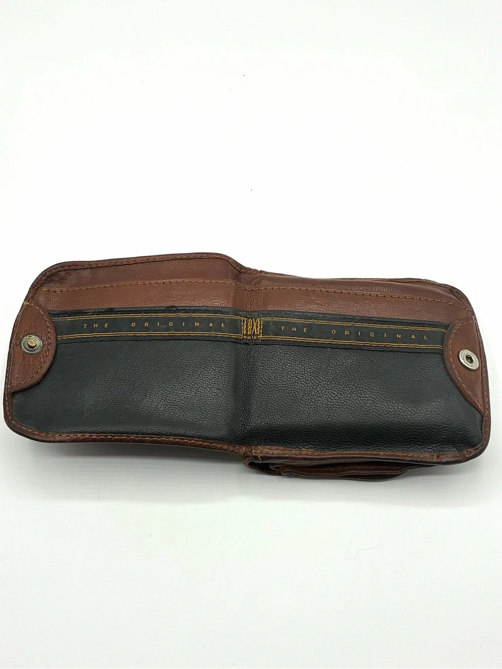 Vintage Original Taxi Wallet Brown Distressed Leather Coin Purse Snap Closure